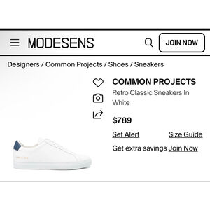 Brand New Women’s Common Projects Retro Classic Sneakers in White/Navy 38/8